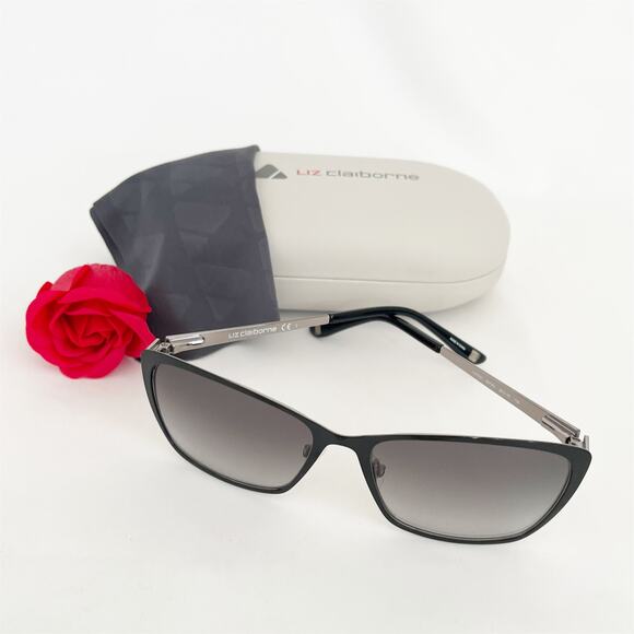 LIZ CLAIBORNE Womens Sunglasses Black Full Rim Cat Eye Frame L 576S 0807 9O - Picture 3 of 9